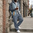thumbnail image 3 of Delconic Mens Fleece Lined Hooded Tracksuit Set Full Zip Sweatshirt and Straight Leg Pants Loose Casual Two Piece Outfit Light Gray L, 3 of 5