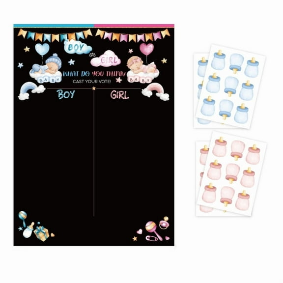 Boy or Girl Gender Reveal Game Voting Poster Feeding Bottle Stickers Gender Baby Gender Prediction Decor Baby Shower