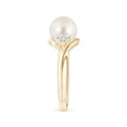 thumbnail image 3 of ANGARA Freshwater Cultured Pearl Bypass Ring with Diamond Trio in 14K Yellow Gold for Women | June Birthstone, Birthday, Anniversary, Jewelry Gift for Women | Pearl Ring, 3 of 9