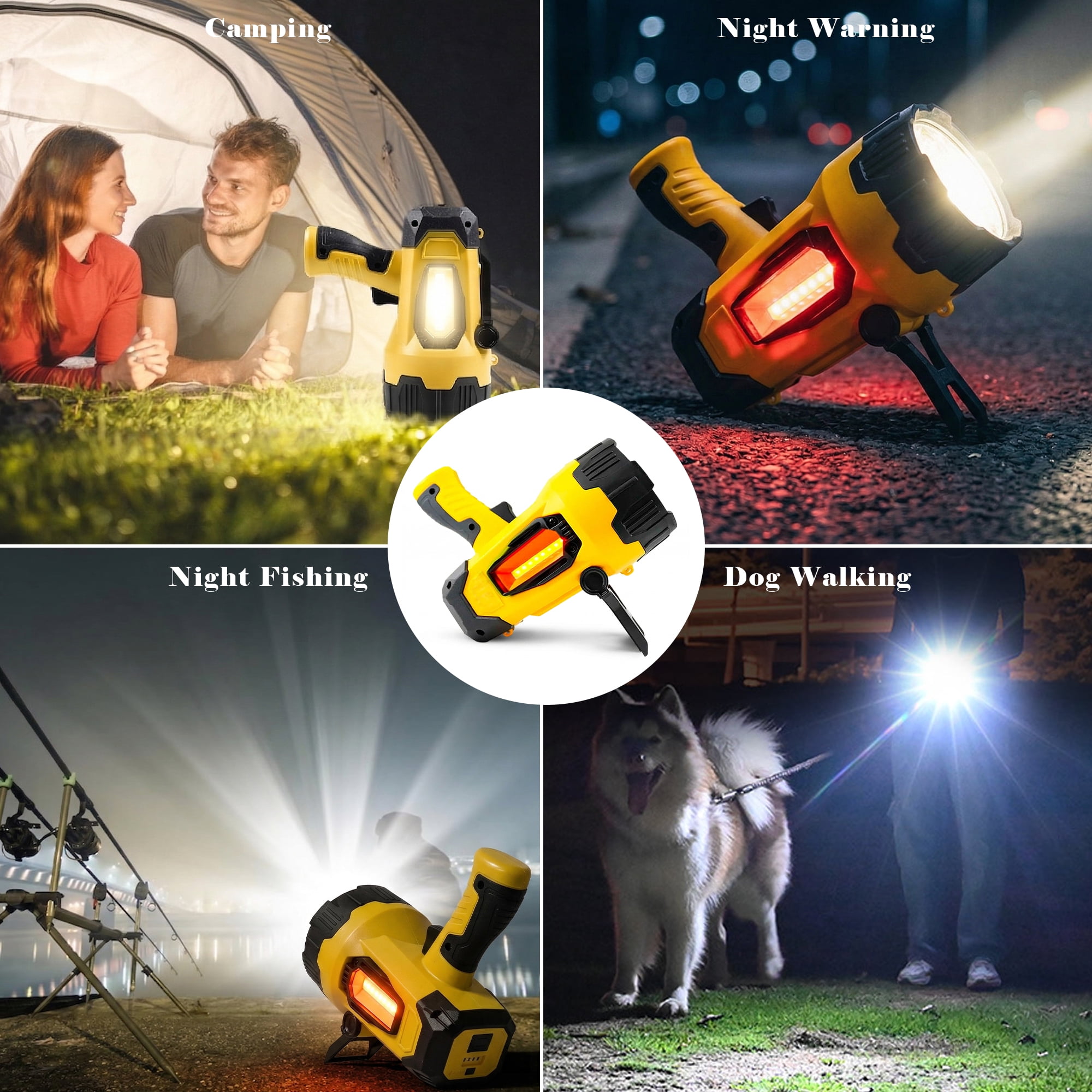 Dowellia Flashlight, 500 Lumen Rechargeable Spotlight Flashlight, 4000mAh High Power LED Handheld Spotlight with 7 Modes, Waterproof for Hiking Camping Hunting Emergency