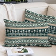 thumbnail image 2 of Dark Green Boho Striped Throw Pillow Cover 20 x 26 Inch Decorative Pillow Cover Southwestern Ethnic Tribe Vintage Lumbar Pillowcase Seasonal Rectangle Cushion Case for Couch Sofa Bed Living Room, 2 of 9