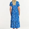 thumbnail image 6 of gljltg Women's Casual Flower Print Tiered Maxi Dress with Pockets, Polyester Spandex Lightweight Breathable Summer Winter, Beach Travel Work Party Outfit, Easy Care Washable, 6 of 6