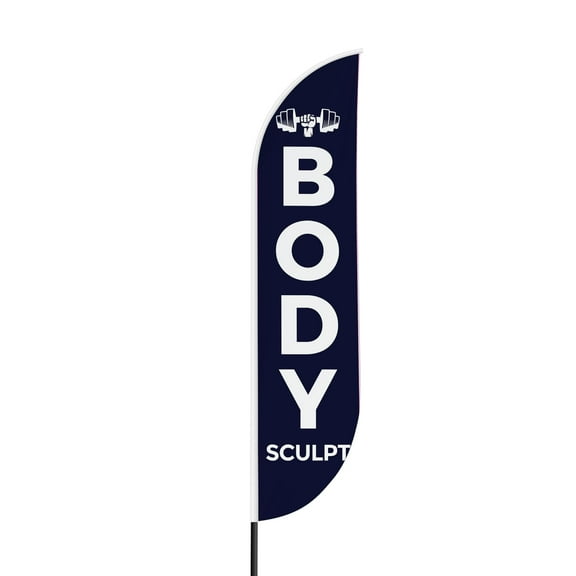 Body Sculpt Sign feather flag for Outdoor by Mavis Printing | 11.5 FEET Long Polyester Outdoor Banner Flag for Easy Hang | HD Print Swooper I Flag Only to Advertise Body Sculpt Business I Flag Only