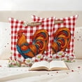thumbnail image 3 of Farm Home Pillow Covers 2 Pack Red Plaid Rooster Daisy Spring Summer Pillowcase Waterproof Outdoor Throw Pillow Cover for Patio Garden Square Cushion 16”x16”, 3 of 9