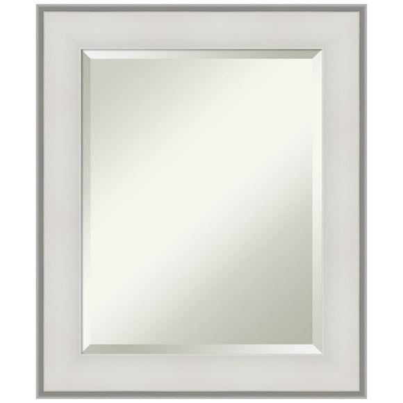 Amanti Art Bathroom Mirror, Imperial White Wall Mirror for use as Bathroom Vanity Mirror Over Sink (25 x 21 in.) Beveled Mirror, White Mirror, Traditional Mirror from WI, USA