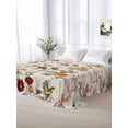 thumbnail image 5 of Vintage Flower Full Size Flat Sheet, Wrinkleproof & Fadeproof Cooling Flat Bed Sheet Only, Farmhouse Bird Butterfly Red Floral Breathable Soft Bedding Top Sheets 81 x 96 Inches, 5 of 8