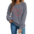 thumbnail image 3 of Itsame Long Sleeve Heart T-Shirts Women's Valentine's Sweatshirt Loose Crew Neck Tops Gray Size XL, 3 of 5