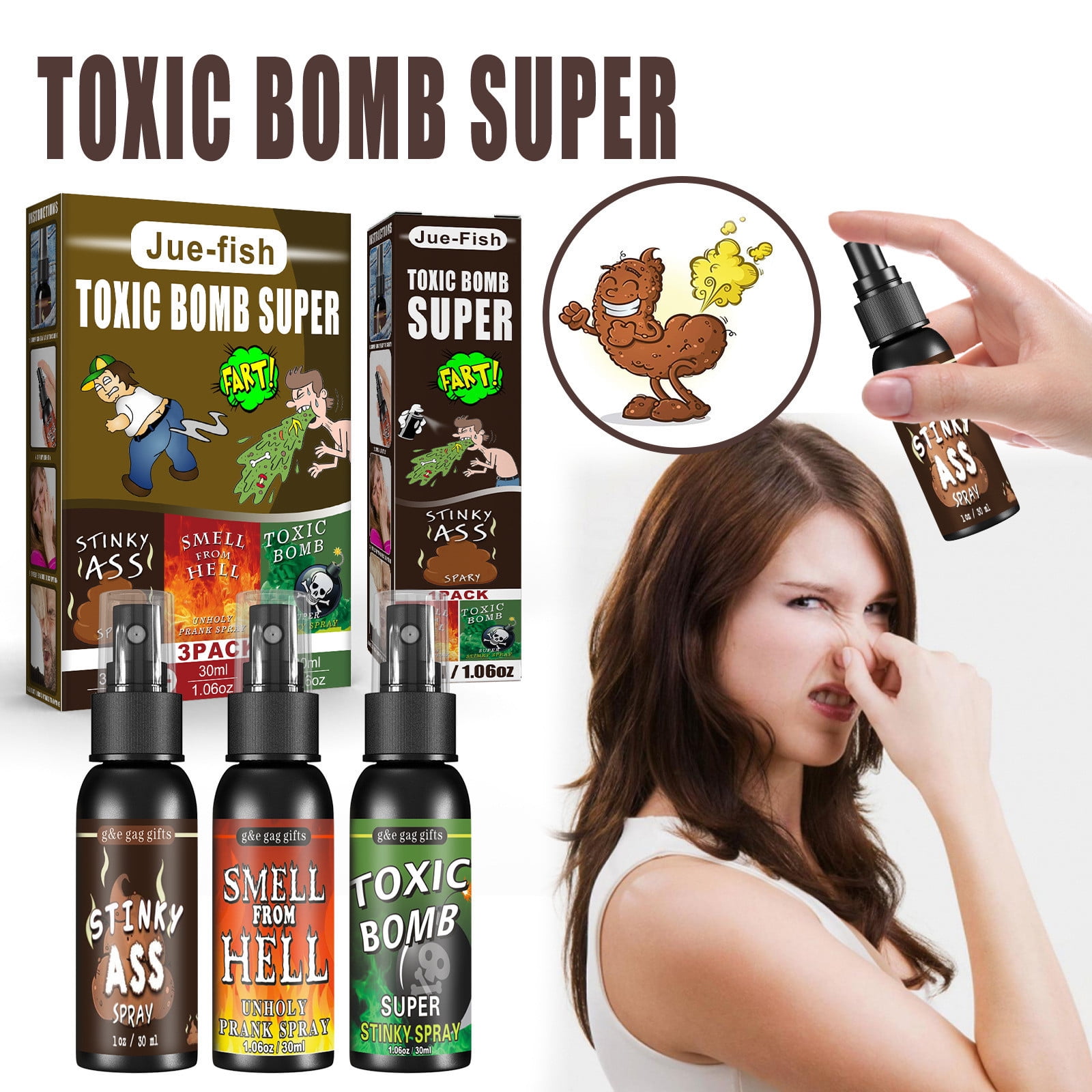  Stinky Ass Toxic Bomb Prank Fart Spray - 1 oz. Bottle - Nasty  Fart Spray That Smells Horrible - Made in The USA : Toys & Games