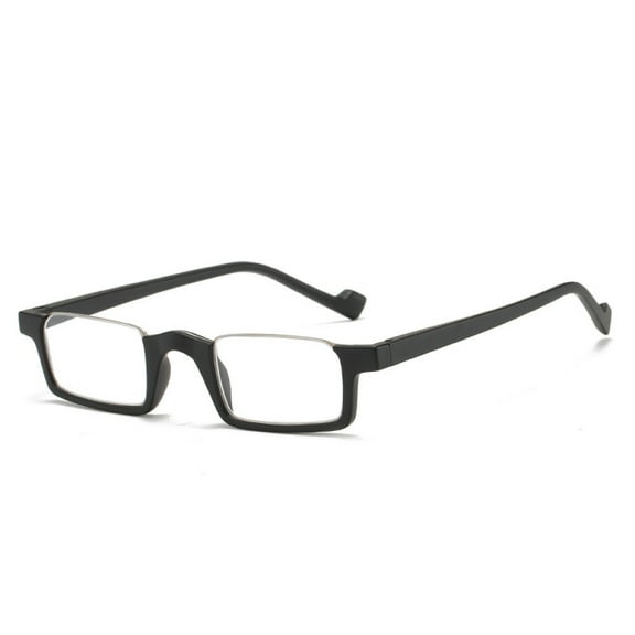 Black Reversal Half Rimless Reading Glasses 3.5, Fashion Rectangle Presbyopia Glasses for Men and Women, HD Half Moon Spring Hinge Readers  3.50