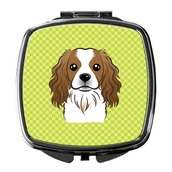 Checkerboard Lime Green Cavalier Spaniel Compact Mirror BB1286SCM