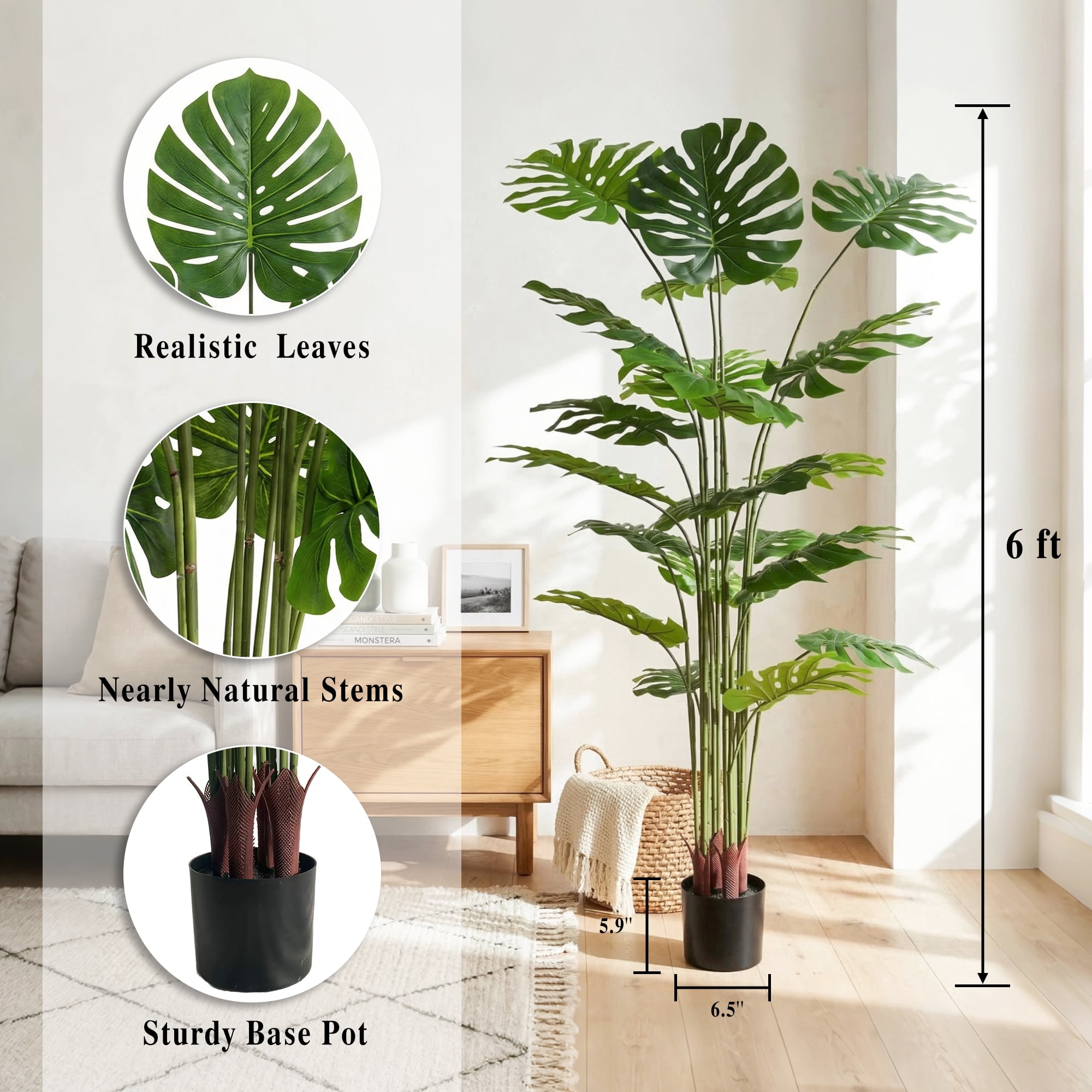 Easy4Home 6FT Artificia Plant Fake Tropical Potted Tree Indoor Faux Floor Plant for Home Office Decor