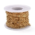 thumbnail image 3 of PVD Vacuum Plating 304 Stainless Steel Cable Chains with Spool Soldered Real 18K Gold Plated 7.5x3.5x0.8mm 10.93 yards(10m)/roll, 3 of 4