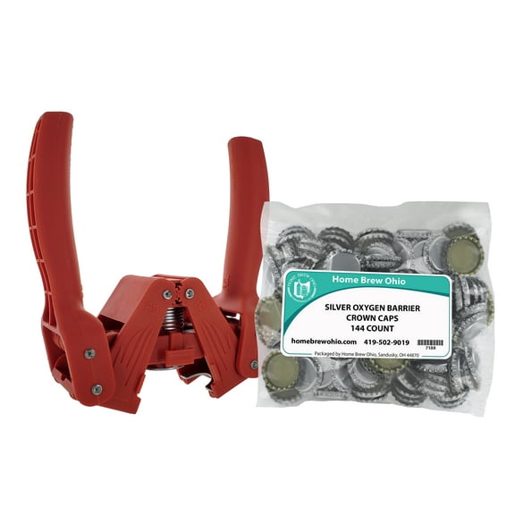 Black Beauty Bottle Capper With Silver Oxygen Barrier Crown Caps-144 Count by...