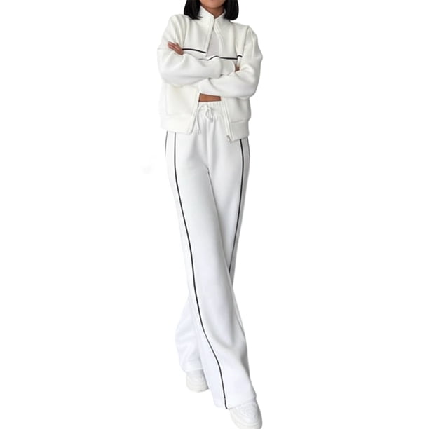 Conjunto Deportivo de Dos Piezas para Mujer, Ideal para Otoño Incluye Sudadera de Larga con Cremallera y Pantalón M