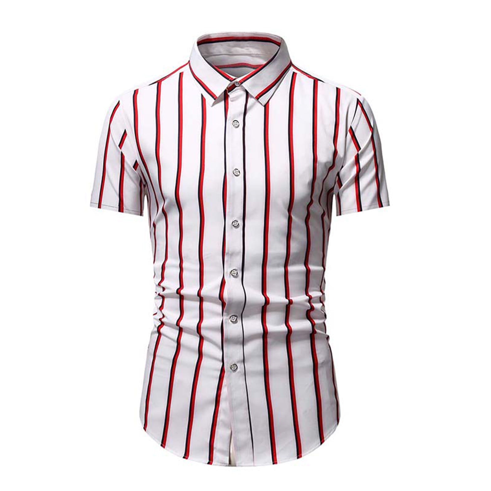 Mens Button Down Shirts Slim Vertical 