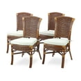 thumbnail image 2 of Set of 4 Alexa Dining Side Chairs with Cushion and Round Dining Table Natural Rattan Wicker Handmade Design Dark Walnut Color, 2 of 3