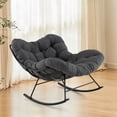 thumbnail image 6 of Costway Indoor Outdoor Rocking Chair, Oversized Egg Papasan Chair with Padded Cushion Black, 6 of 12