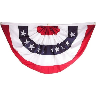 USA Super Tough Pleated Fan Flag Sewn Polyester Outdoor Banners 18in x 36in