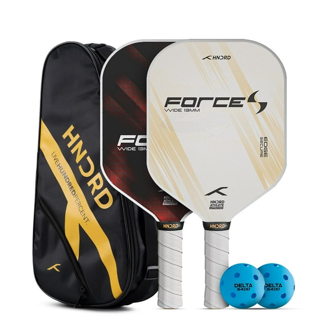 Force S Pickleball Paddle Set Of 2 Power Paddles With 2 Pickleballs & Premium Paddle Bag | Wide Body Design For Maximum Control, Explosive Power & Precision Impact