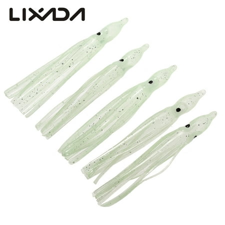 LIXADA 5PCS Soft Plastic Octopus Lures Squid Skirt Lures Trolling Bait for Freshwater or Saltwater