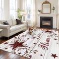 thumbnail image 3 of Retro Red Country Stars Washable Area Rug 8 x 10 ft Faith Love Home Berries White Wood Striped, Soft Non Slip Rugs Stain Repellent Indoor Felt Carpet for Living Dining Room Bedroom Home Office, 3 of 9