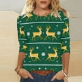 thumbnail image 4 of Cadancy Christmas Sweatshirt for Women 3/4 Sleeve Funny Graphic Crewneck Blouses Xmas Dressy Casual Fashion Tops Party Holiday Pullover Shirts, 4 of 7