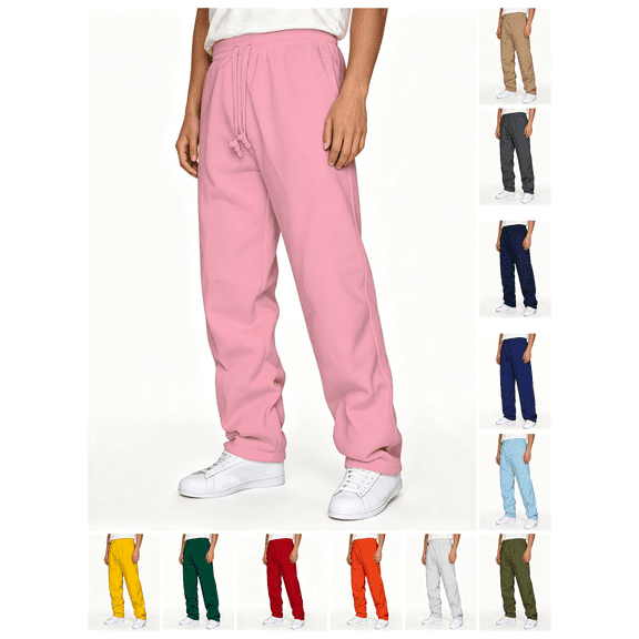 Busydd Mens Sweatpants Open Bottom Elastic Waist Drawstring Straight Leg Sweatpants Solid Color Casual Athletic Workout Pants for Men Plus Size Sweatpants with Pockets S-5XL