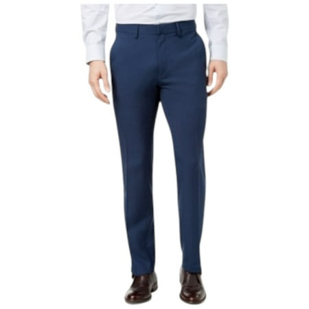 Kenenth Cole Mens Modern fit Dress Pants 34 / 32 Navy Blue Check