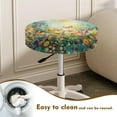 thumbnail image 4 of ZIATUBLE Butterfly Flower Bar Stool Seat Cover Cushion Set 2 Pack Removable Stool Covers Chair Slipcovers 14"-16" Polyester Round Stool Slipcover Easy to Install Stretchy Stool Covers, 4 of 6