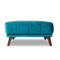 thumbnail image 2 of Allen Ottoman Carré en Velours Style Mid-Century Moderne Turquoise, 2 of 2