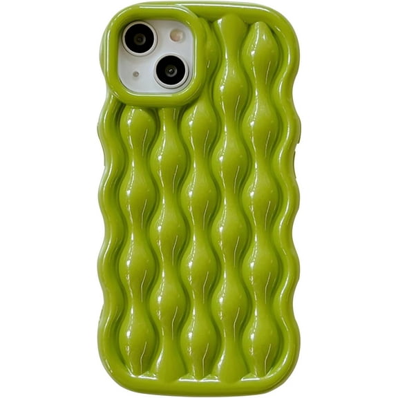 Compatible with iPhone 11 for Women/Girls, Cute Glossy 3D Water Ripple Pattern Phone Case Anti-Scratch Shockproof for iPhone 11, Green