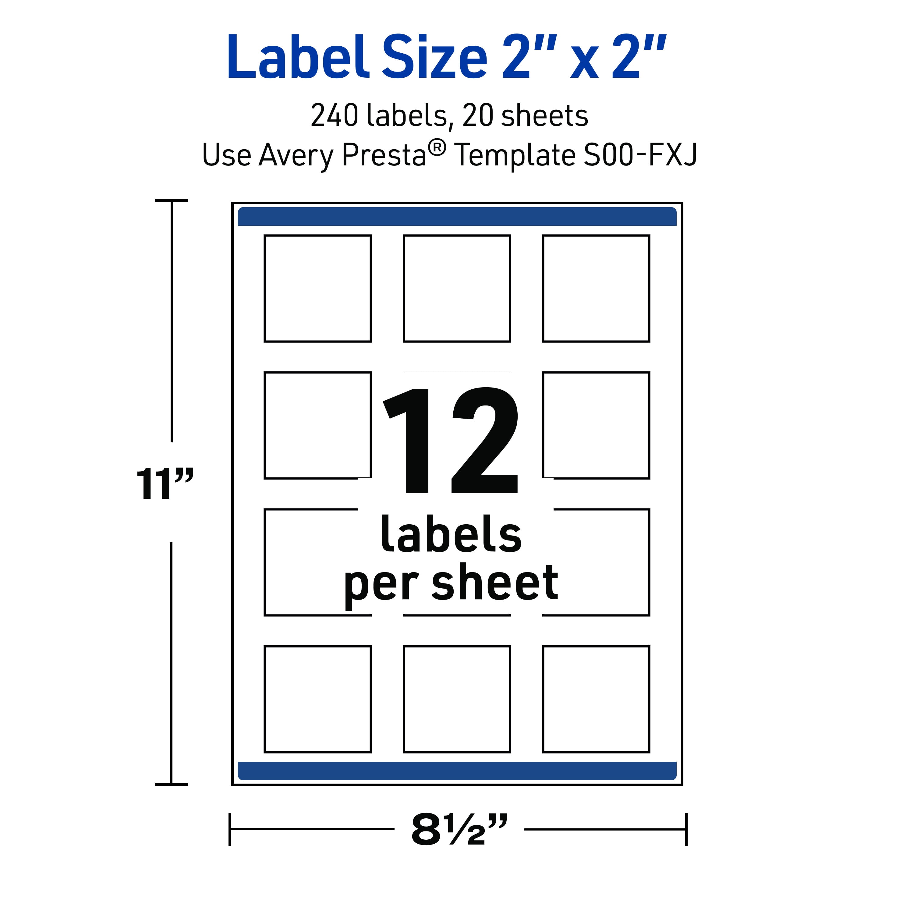 Avery Labels, 2" x 2", Glossy White, Black/Metallic Gold Bow