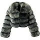 thumbnail image 4 of loveimgs Abrigo de piel sintética mullida para mujer, chaqueta recortada, chaqueta acolchada con cremallera, chaqueta de peluche cálida y difusa para invierno, 4 of 5