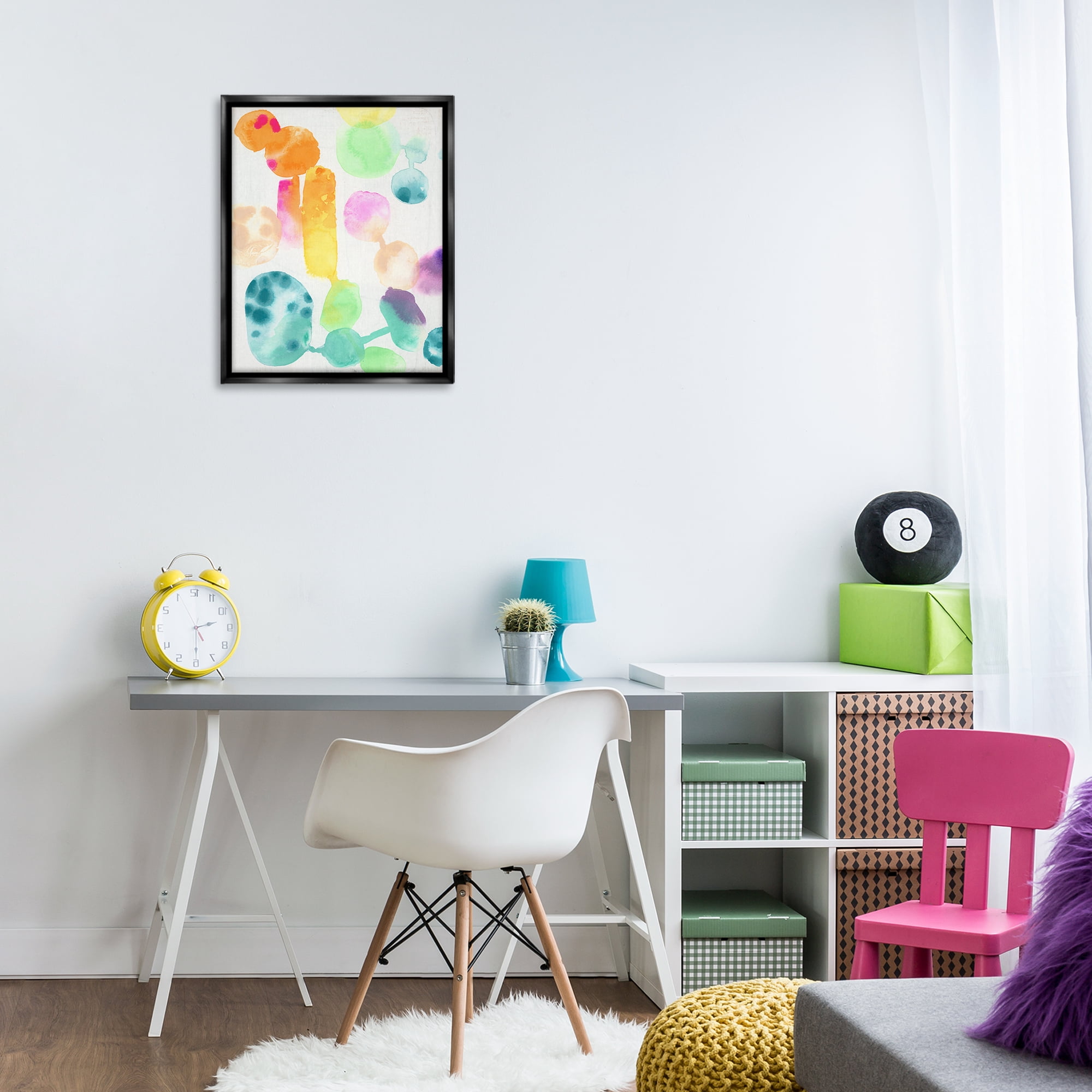 Stupell Industries Rainbow Watercolor Pattern Abstract Painting Black Floater Framed Canvas Art Print Wall Art, 17 x 21