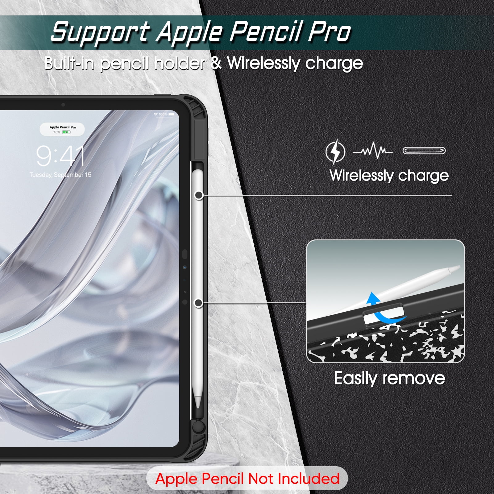 Fintie Magnetic Stand Case for iPad Pro 11-inch (M5) 2025 / (M4) 2024 - Multiple Angles Shockproof Rugged Soft TPU Cover with Pencil Holder, Composition Book