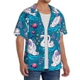 thumbnail image 2 of Hirioo Swan On The Pond for Men's Cuban Collar Short Sleeve Shirt Button Down Shirt Beach Summer Shirts Wedding Vacation Shirts-Large, 2 of 5