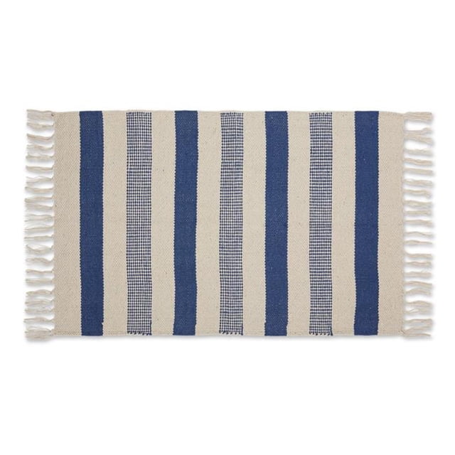 Design Imports CAMZ12641 2 x 3 ft. Hand-Loomed Rug, French Blue Combo Stripe