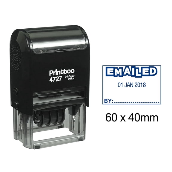 Printtoo Self Inking Dater Stamp With Emailed By Text Date Rubber Stamp Office Stationery-Blue