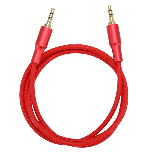Cable auxiliar de sonido de 3,5 mm macho a macho, tejido de nailon profesional, cable de sonido estéreo de 3,5 mm para auriculares y altavoces de coche, 1 m, color rojo