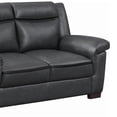thumbnail image 2 of Benjara Contemporary Faux Leather & Wood Loveseat With Cushioned Armrests- Black, 2 of 11