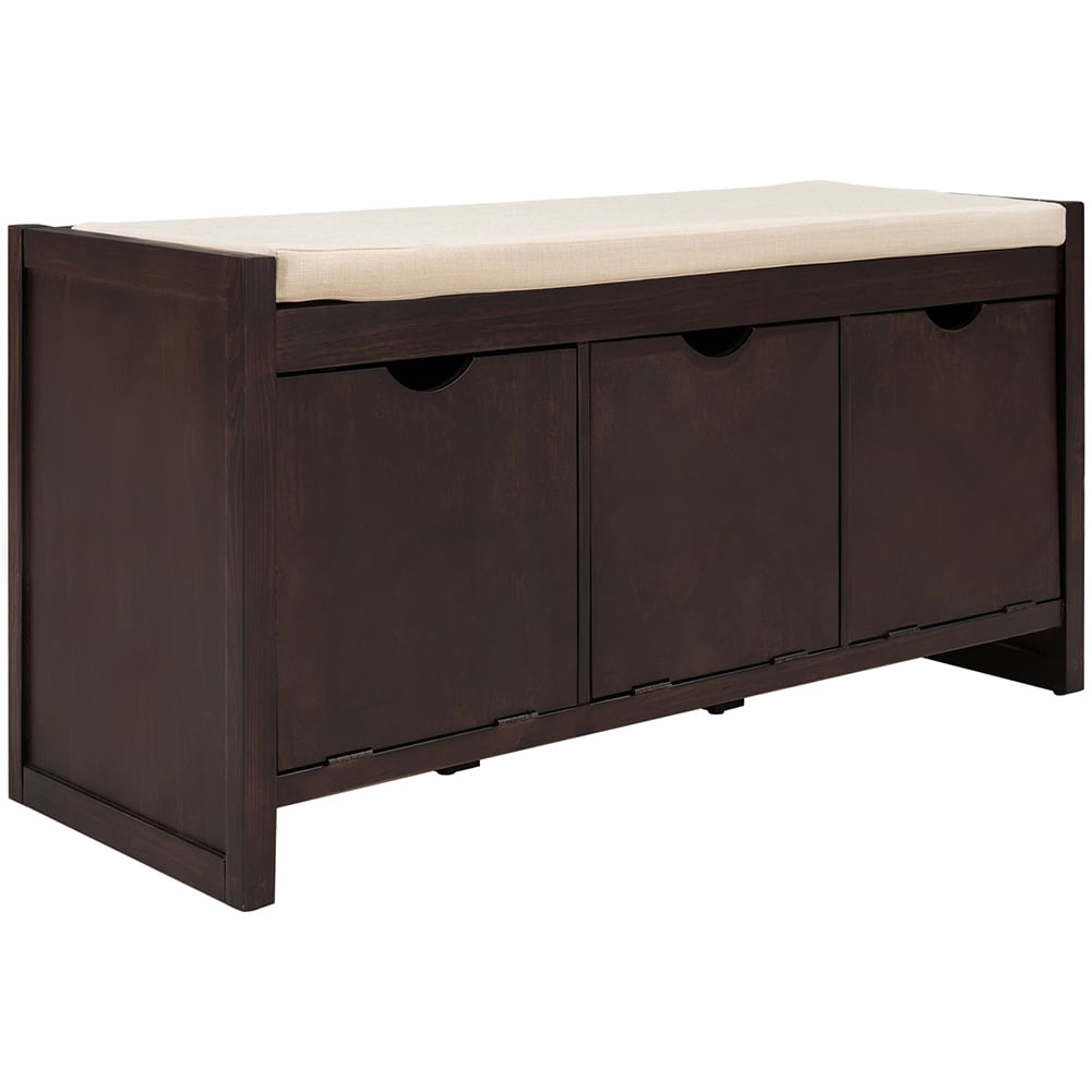 Lowestbest Storage Bench with Removale Cushion and 3 Flip Lock Storage Cubbies for Living Room, Entryway Lowestbest Storage Bench with Removale Cushion and 3 Flip Lock Storage Cubbies for Living Room, Entryway