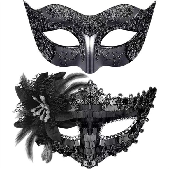 SUNSIOM Men Women Masquerade Facewear, Exquisite Glitter Half Face Facewear Halloween Cosplay Headwear