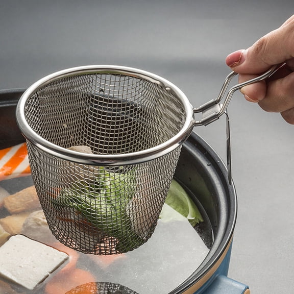 ibasenice Stainless Steel Mesh Pasta Strainers 2-Pack Baskets for Cooking, Draining, and Filtering Kitchen Use