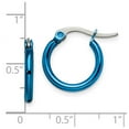 thumbnail image 2 of Stainless Steel Polished Hinged hoop Blue 15.5mm Hoop Earrings 12x2mm Wide 2mm Thick Hoop Earring for Women, 2 of 2