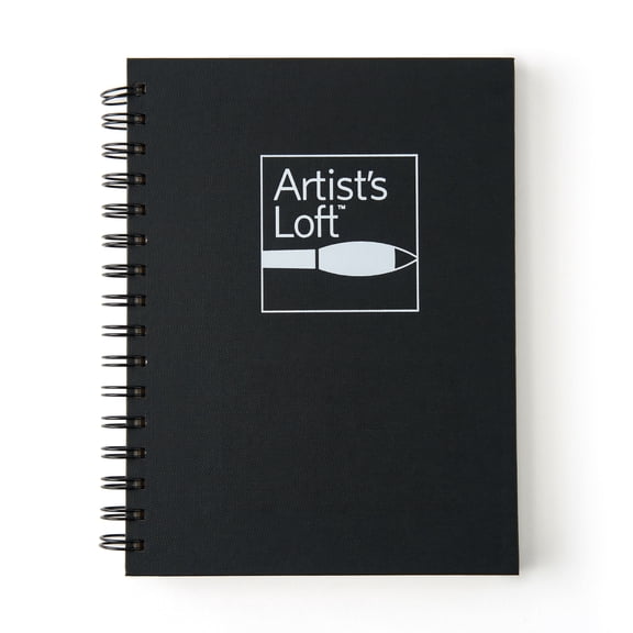 Artist's Loft Black Hardcover Sketchbook - Acid Free and Smudge Resistant Paper, Wirebound Sketch Pad for Drawing, Sketching, Writing - Bulk 6 Pack