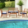 thumbnail image 4 of Costway 4 PCS Outdoor Furniture Set with Soft Seat Cushions Stable Acacia Wood Frame Navy, 4 of 9