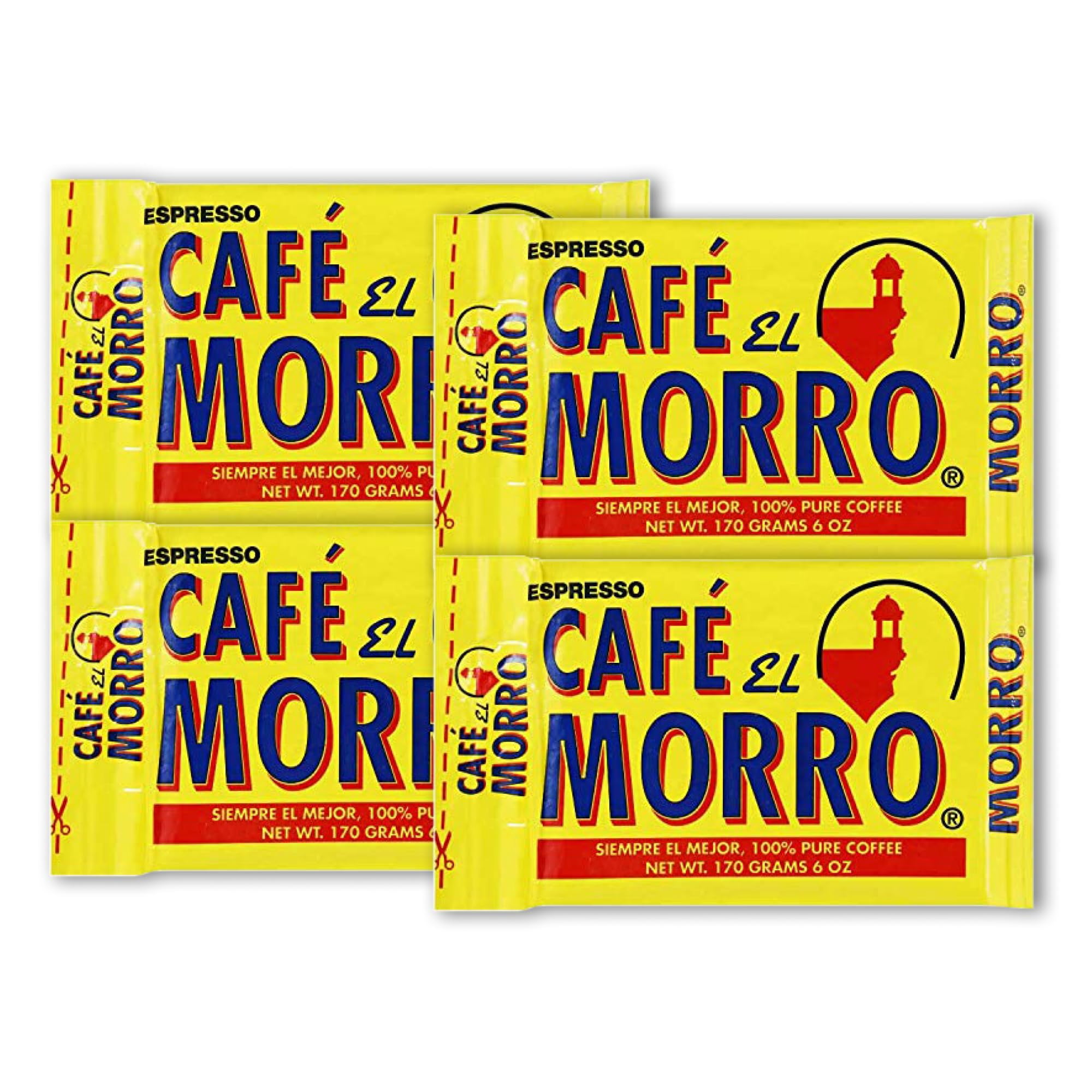 Caf El Morro Dark Roast Espresso Ground Coffee, Bulk Coffee, Authentic Puerto Rican Style Coffee, Vacuum Sealed, Ground Espresso Beans, 6 oz (4-Pack) BB2
