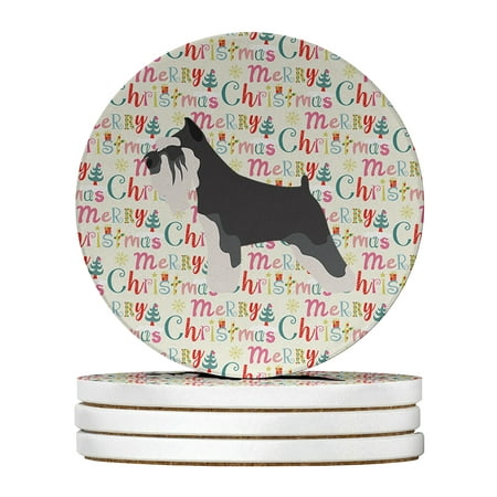 

Miniature Schnauzer Merry Christmas Large Sandstone Coasters Pack of 4 4 in x 4 in