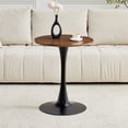 thumbnail image 3 of CQSXDA Compact Round Table, 23.6 Inch Metal Pedestal Dining Table for Small Areas and Cafes With Modern Style, Walnut, 3 of 11