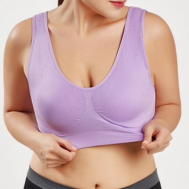 zanvin Workout sports bras for women,Pure Color Plus Size Ultra-thin Large  Bra Sports Bra Full Bra Cup Tops Romatic Gifts For Her,Purple